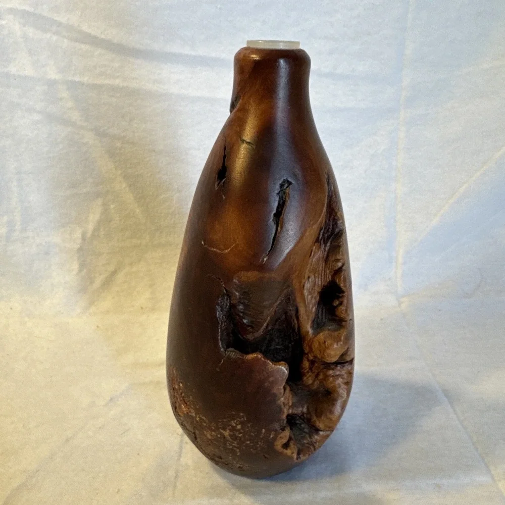 Beautiful‎ Vintage BURL WOOD Art Vessel Bud VASE 7.5
